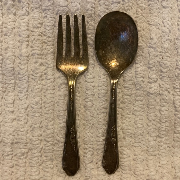 Other - Vintage WM A Rogers Silver Plate Oneida Ltd Baby Fork and Spoon Set